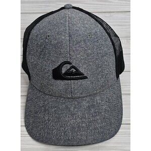 Quiksilver Men's Grounder Trucker Hat Snapback - Heather Grey & Black